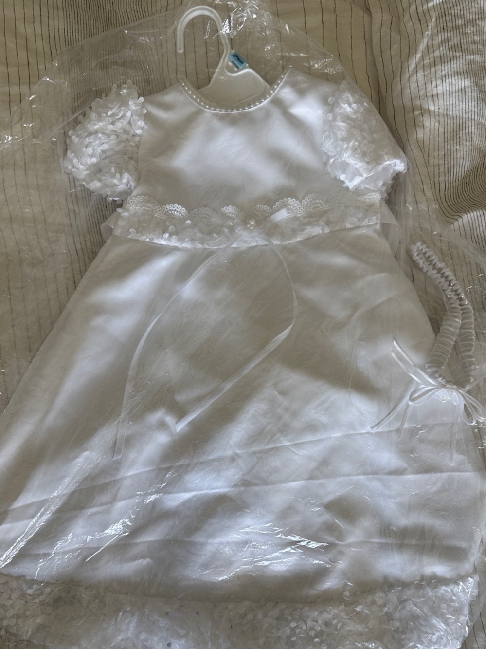 Amazon White Formal Baby Girl Dress with Lace Sleeves